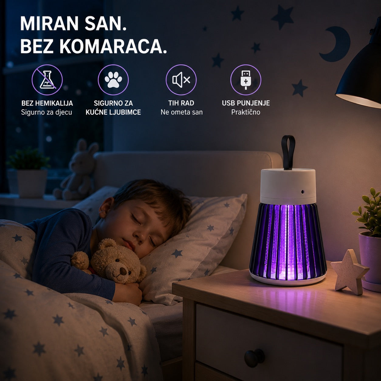 UV Lampa Protiv Komaraca – Punjiva USB Lampa