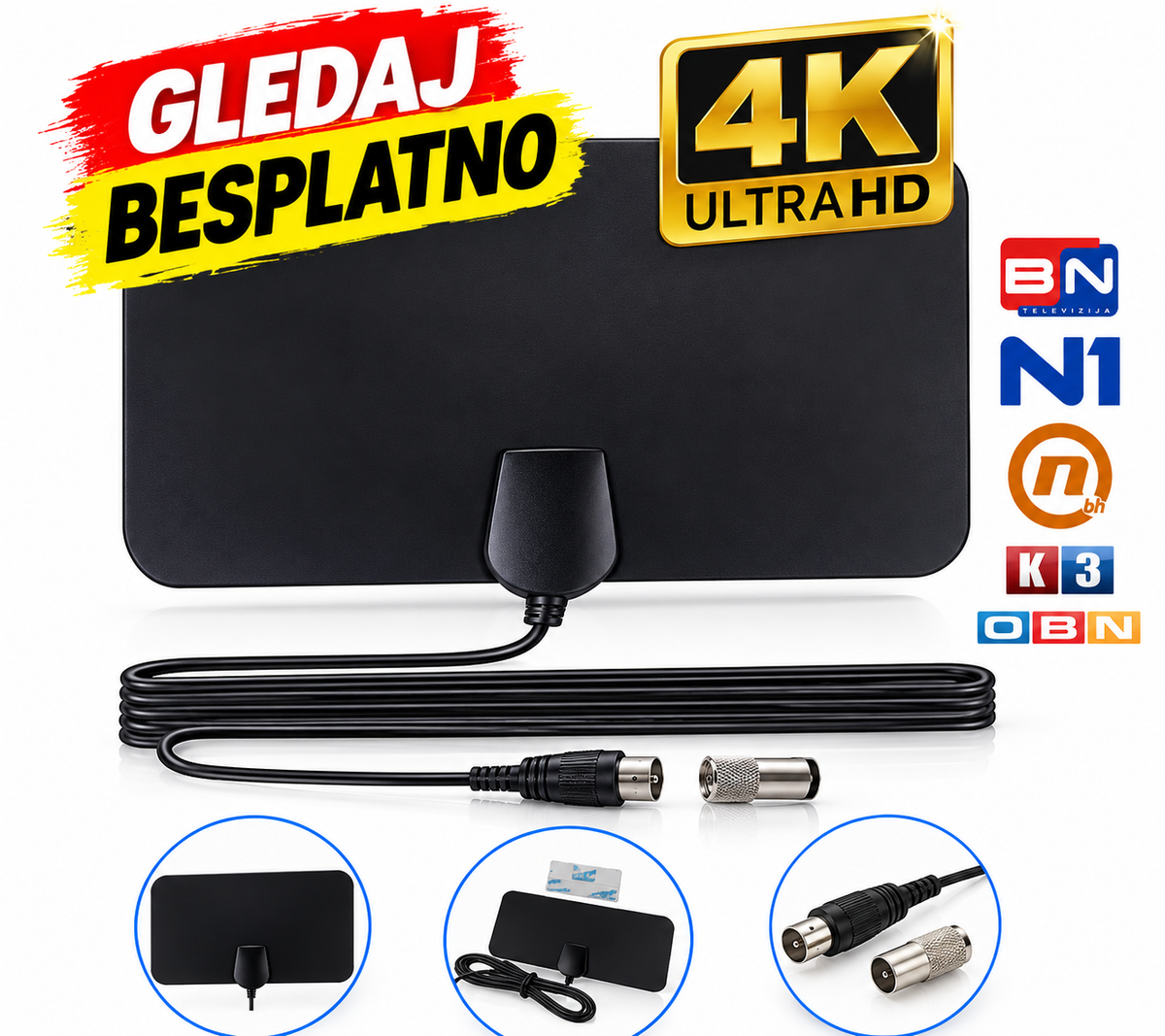 📺 DIGITALNA TV ANTENA 4K – GLEDAJTE DOMAĆE KANALE BESPLATNO!
