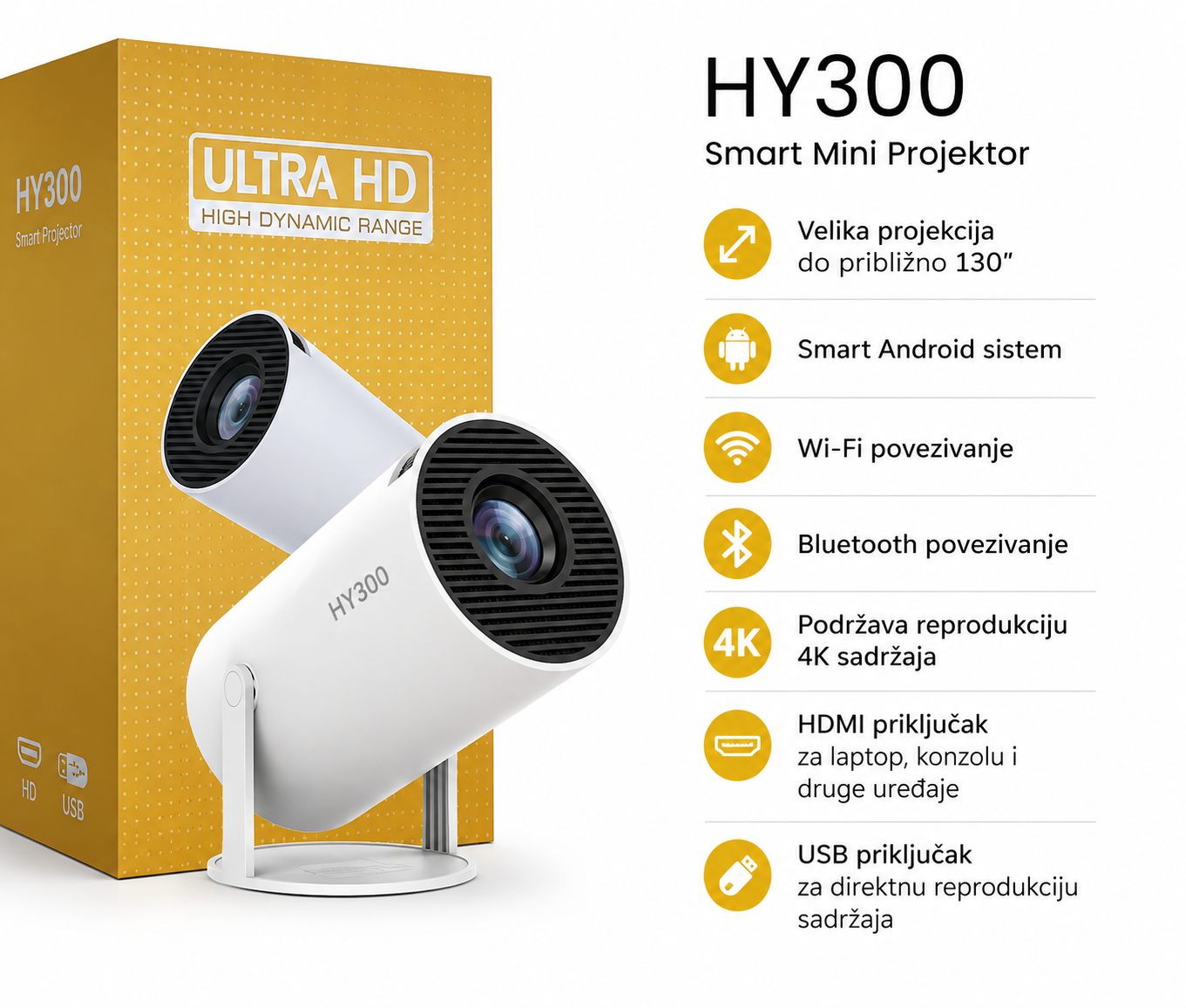 HY300 Smart Mini Projektor