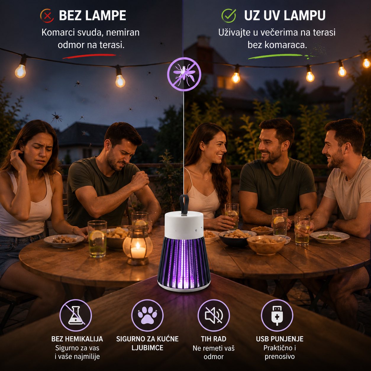 UV Lampa Protiv Komaraca – Punjiva USB Lampa